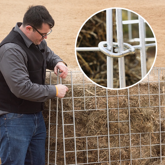 4. Wrap panels around bale and close with snap clips