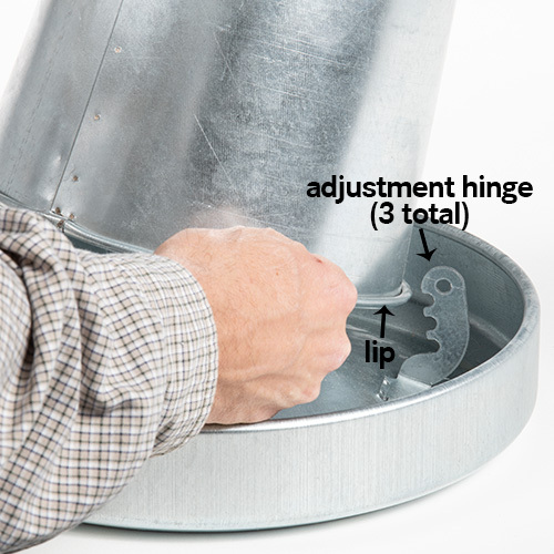 1. Tilt cone base into two of three locking clips