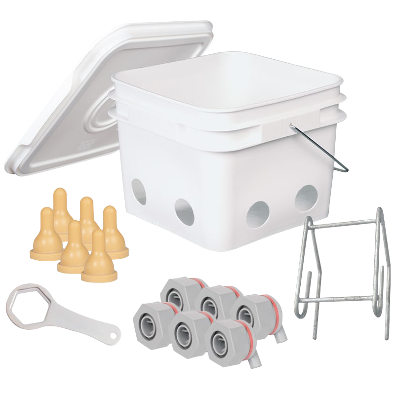 2 Gallon Bucket Kit with 6 Teat Units & Latex Teats