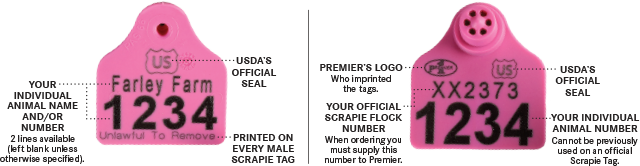 Ear Tags for USDA Scrapie Eradication Program