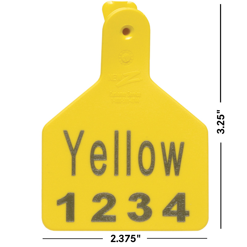 Z-TAG CALF TAG SHORT NECK 2-3/8" W x 3-1/4" H Hot-Stamped  #51-75 YELLOW 25ct 