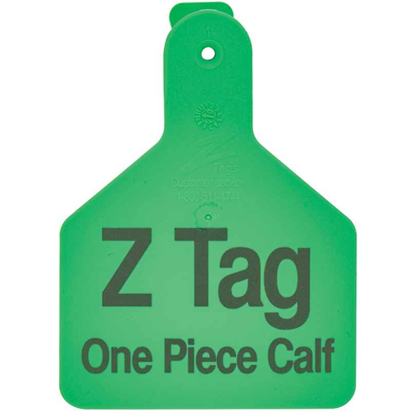 Z-TAG CALF TAG ONE PIECE 2-3/8" W x 3-1/4" H Blank Short Neck GREEN 25 Count 