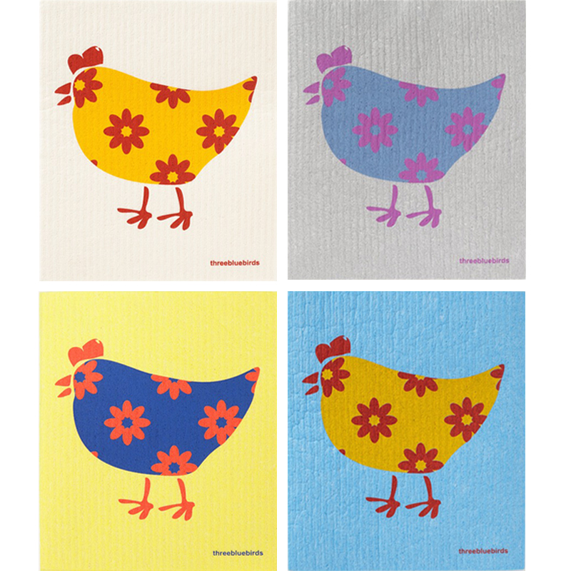 Colorful Chickens Swedish Dishcloths