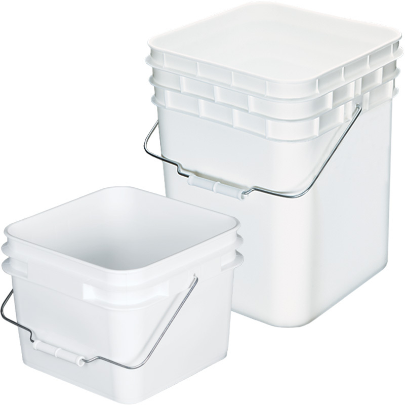 4 Gallon Food Grade Plastic Square Bucket Pail with lid Container ( Pack of  2 )