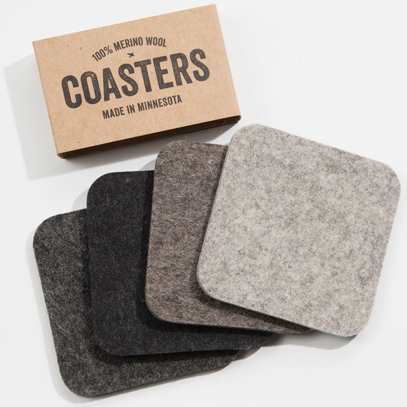 Felt Coaster · Bulk Pricing · 100% Merino Wool · Thick, Soft & Absorbent ·  Carbon Black Round