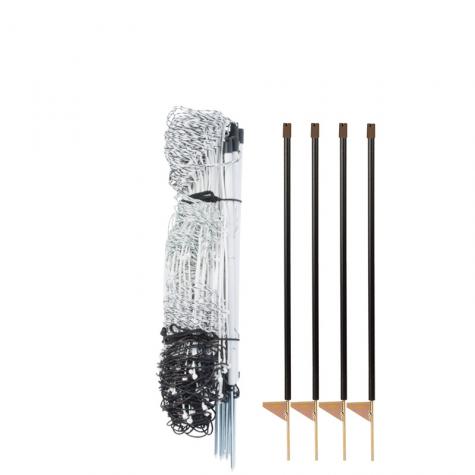 RaccoonNet® 4/18/12 Kit, (100' roll of black & white netting with single spikes & 4 support posts)