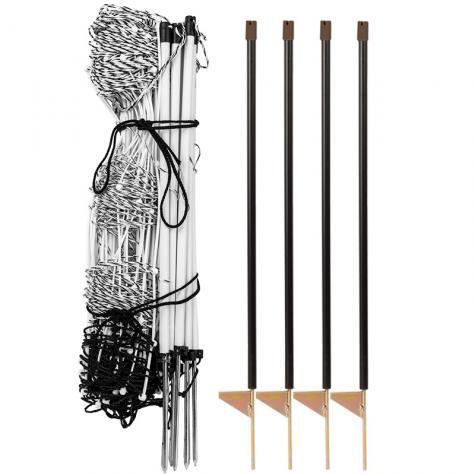 RaccoonNet® 4/18/12 Kit, (100' roll of black & white netting with single spikes & 4 support posts)