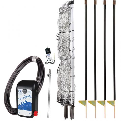 Kit includes everything you need to temporarily fence poultry. White/black is easy to see for animals and humans.