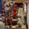 Shearing contest at the Royal Christchurch show in New Zealand in 2008. This photo shows sheep held just behind the shearing machines (on the left) waiting to be shorn.