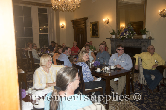 The group dining on one of the many fabulous meals they enjoyed.   