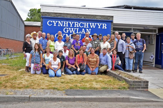 Group photo taken by A. Richard Cobb outside the Brecon Wool Center.