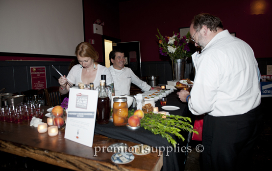 Plating the dishes for the judges. 